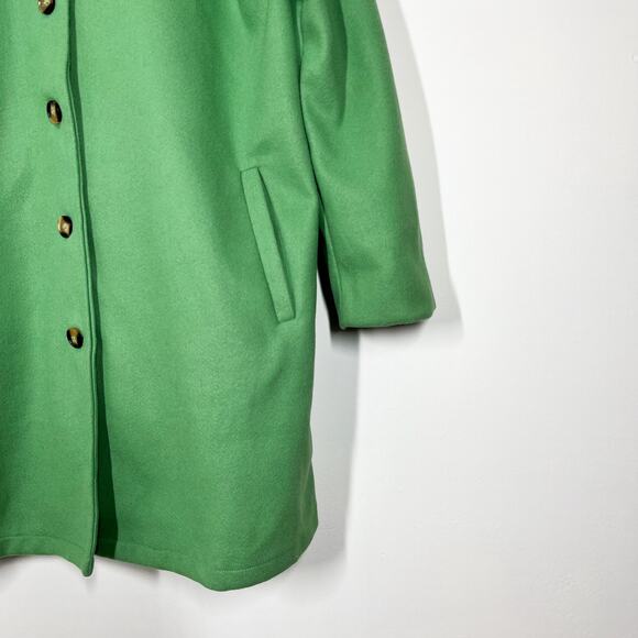 Noracora Women’s Wool Cloth Hooded Green Coat Jacket Sz L Lightweight Unlined - Picture 5 of 11